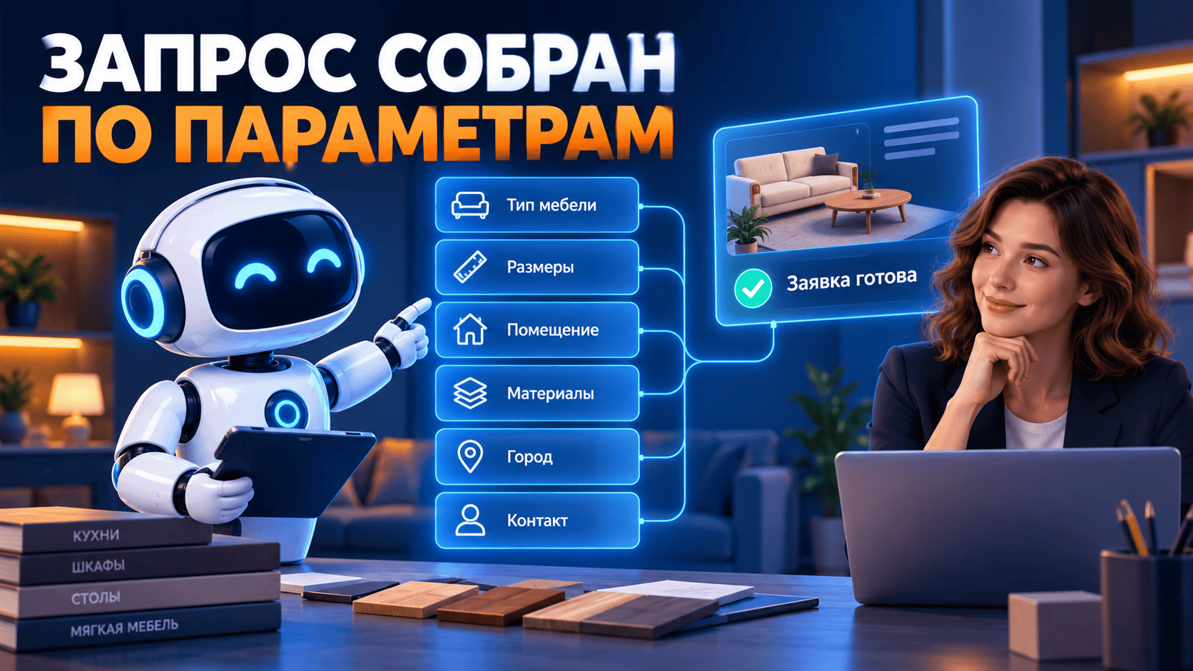 ИИ-продавец для мебельного бизнеса: как уточнять запрос и помогать с подбором