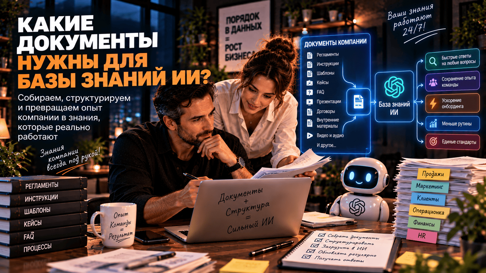 База знаний для команды: какие документы нужны ИИ, а какие нельзя давать без проверки