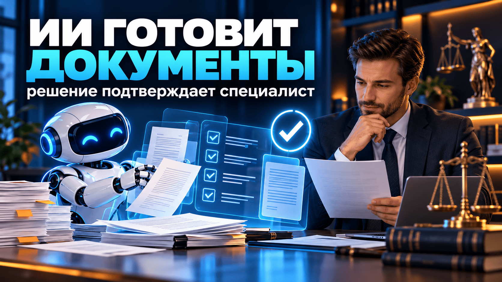 ИИ готовит юридические документы, но решение подтверждает специалист