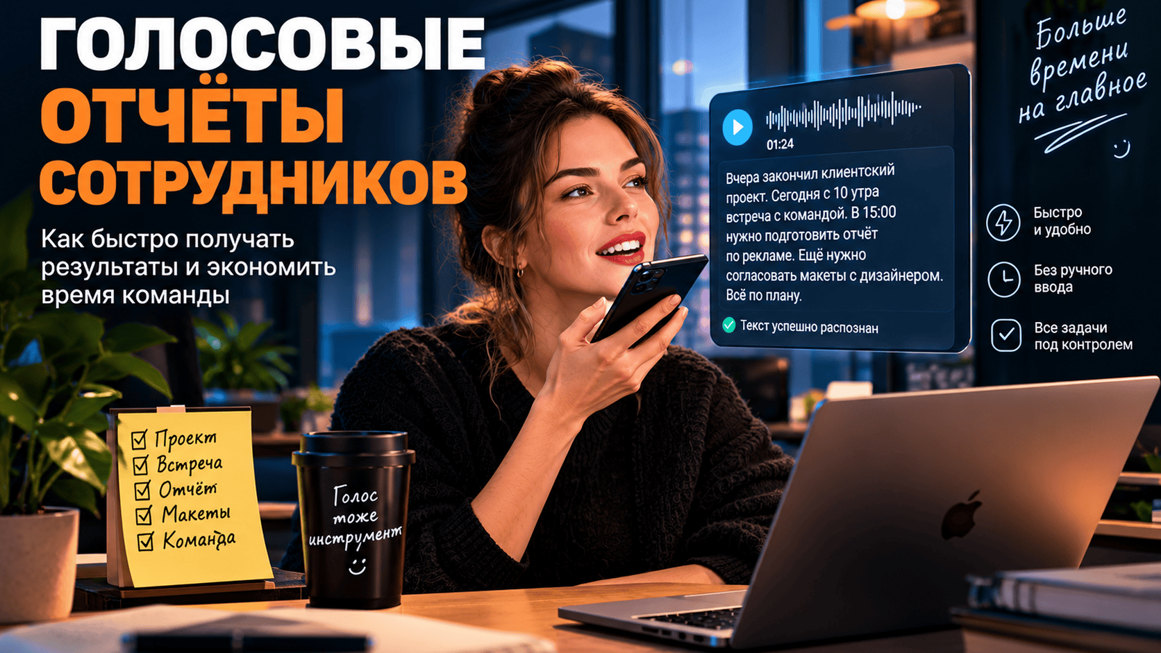Голосовые отчёты сотрудников: как получать картину дня без таблиц и форм