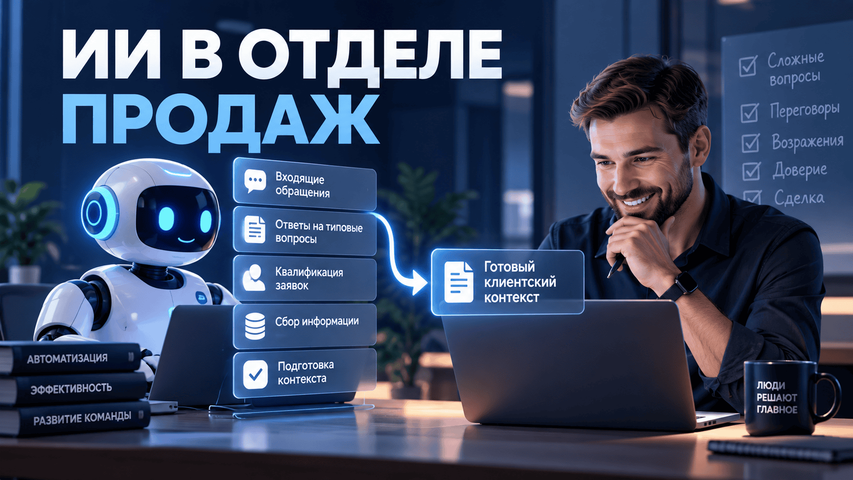 ИИ-сотрудник для отдела продаж: где он помогает менеджерам, а где нужен человек